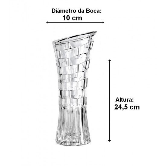 Vaso 24,5cm De Altura Por 10cm Diâmetro Em Vidro
